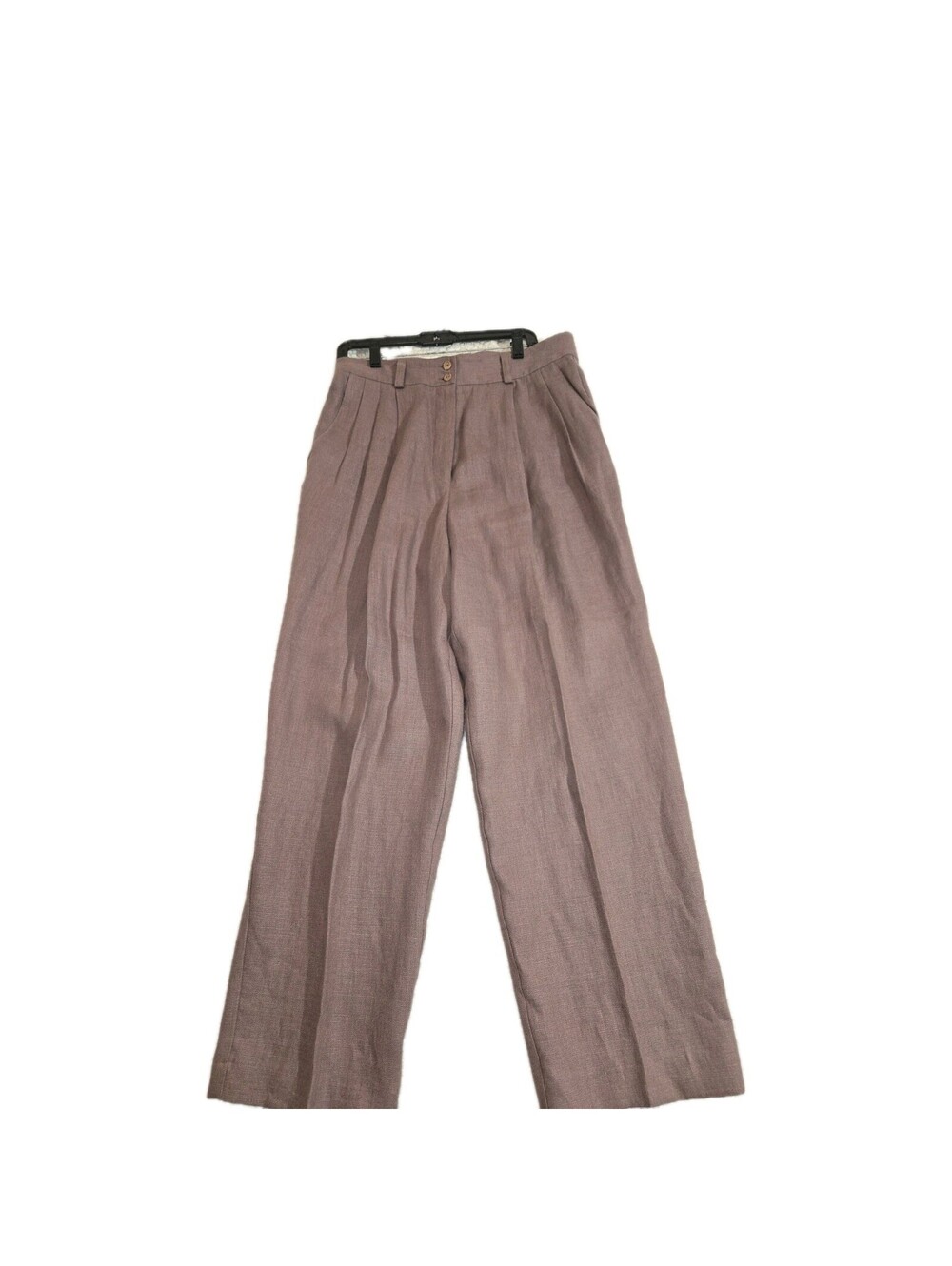 Linda Lundstrom Linen Pants Mauve Pleated Slant Pocket 35 X 31 Measured Basic